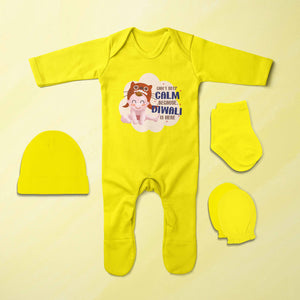 Can Not Keep Calm Because Diwali Is Here Jumpsuit with Cap, Mittens and Booties Romper Set for Baby Boy - KidsFashionVilla
