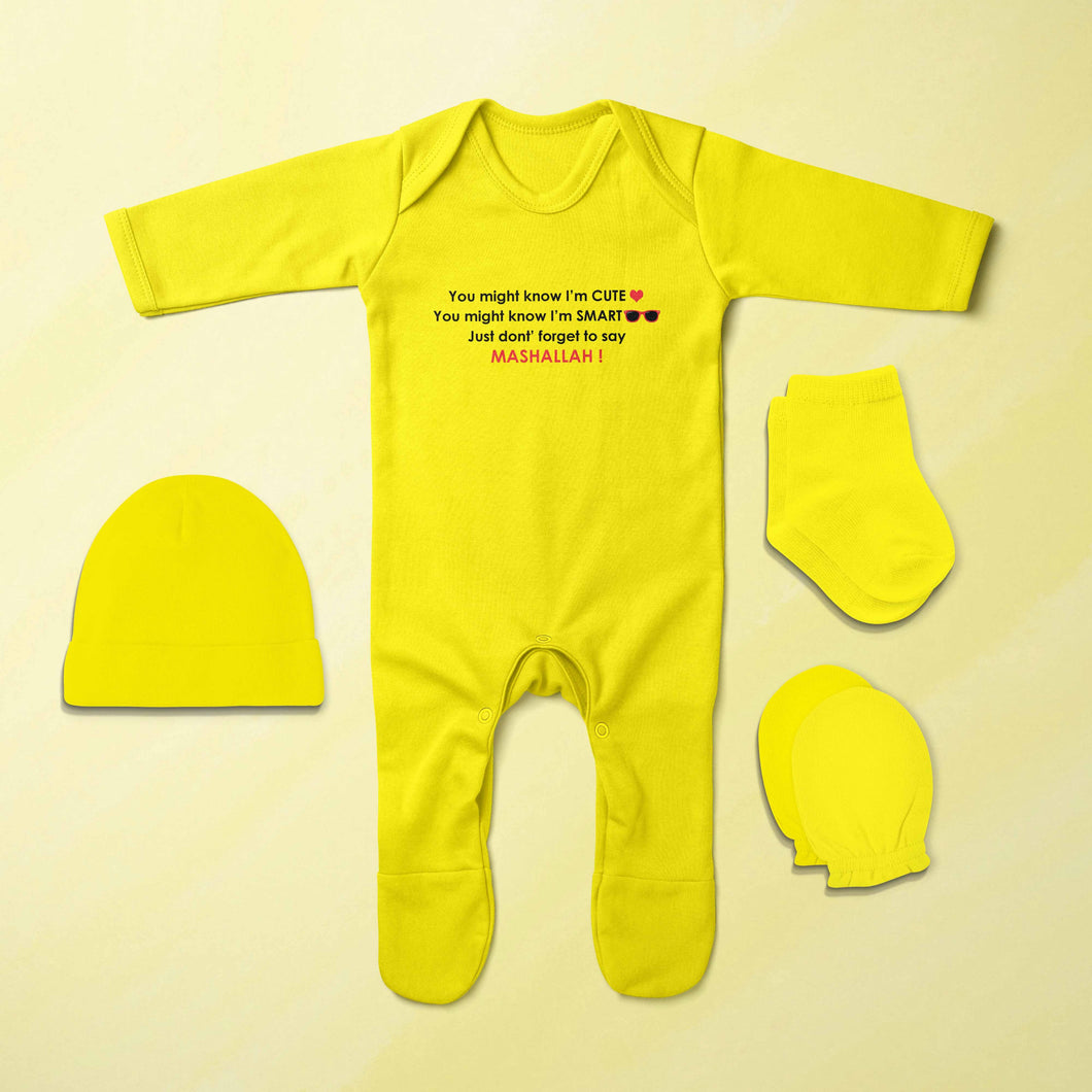 Masallah Jumpsuit with Cap, Mittens and Booties Romper Set for Baby Boy - KidsFashionVilla