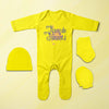 Rang De Basanti Holi Jumpsuit with Cap, Mittens and Booties Romper Set for Baby Boy - KidsFashionVilla