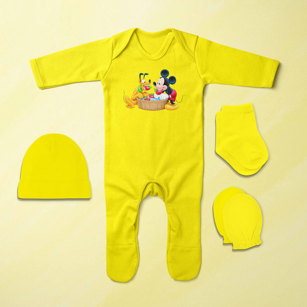 Funny Cartoon Jumpsuit with Cap, Mittens and Booties Romper Set for Baby Boy - KidsFashionVilla