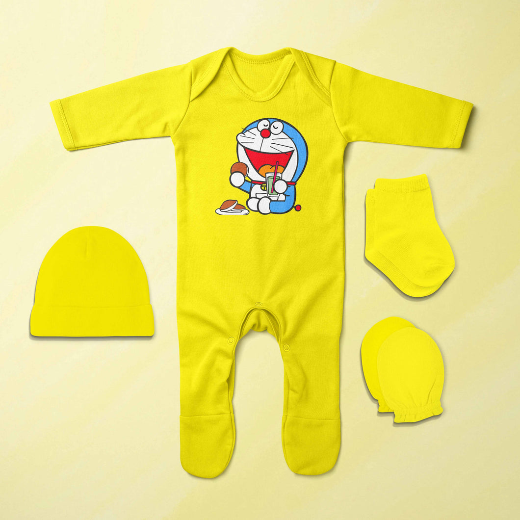 Funny Cartoon Jumpsuit with Cap, Mittens and Booties Romper Set for Baby Boy - KidsFashionVilla