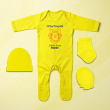 Load image into Gallery viewer, Custom Name IPL PBKS Punjab Kings PlayPunjabi Kings Eleven Punjab Jumpsuit with Cap, Mittens and Booties Romper Set for Baby Boy - KidsFashionVilla
