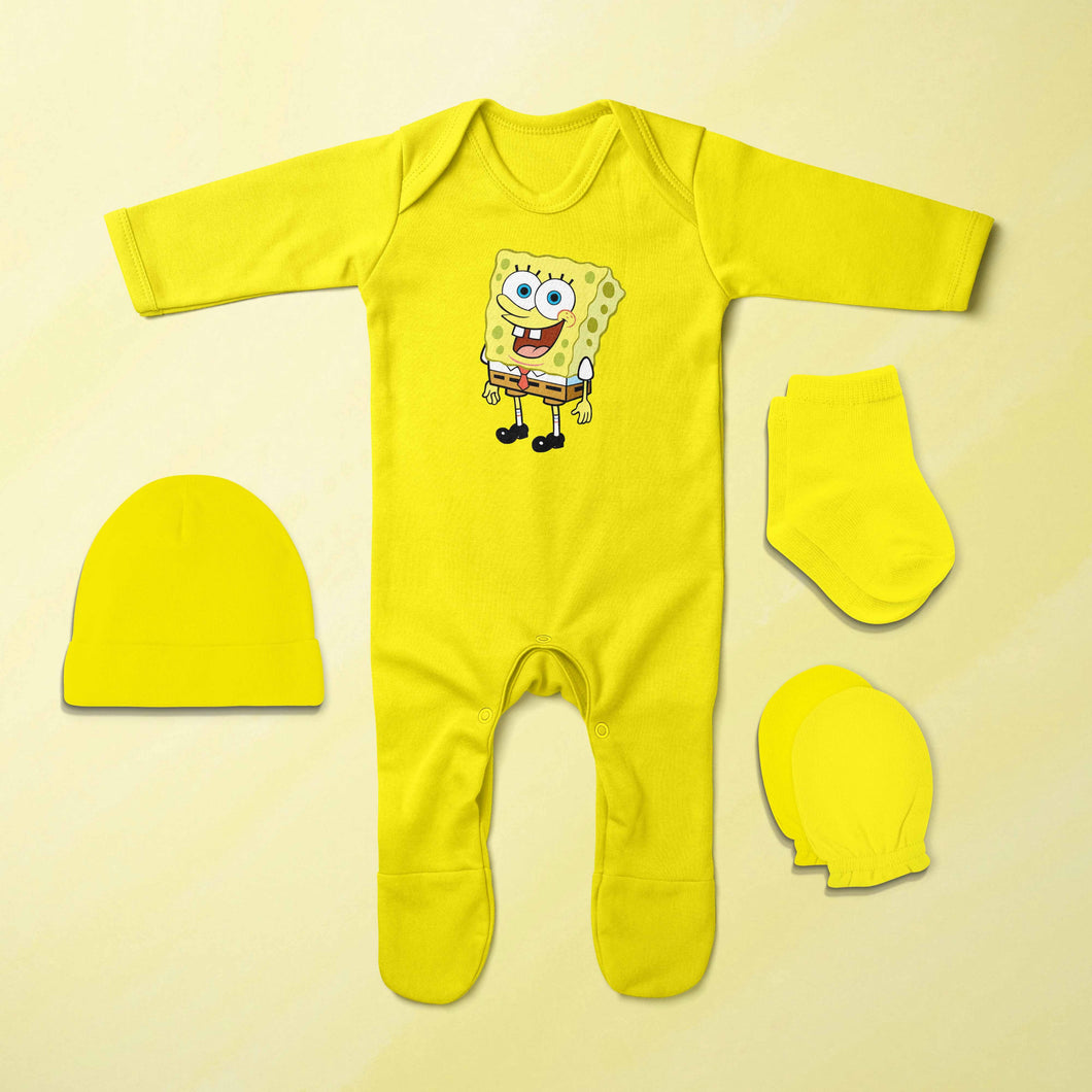 Funny Cartoon Jumpsuit with Cap, Mittens and Booties Romper Set for Baby Boy - KidsFashionVilla