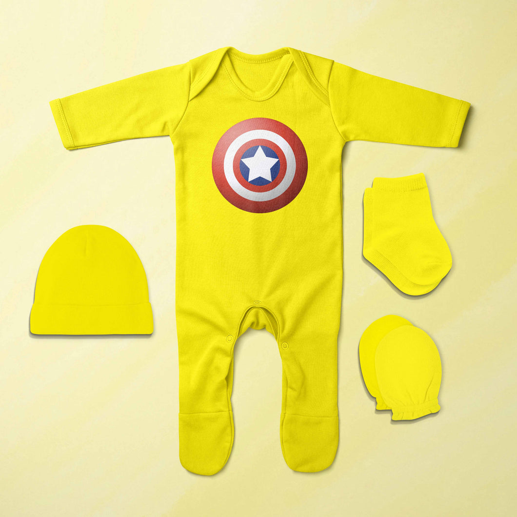 Superhero Cartoon Jumpsuit with Cap, Mittens and Booties Romper Set for Baby Boy - KidsFashionVilla