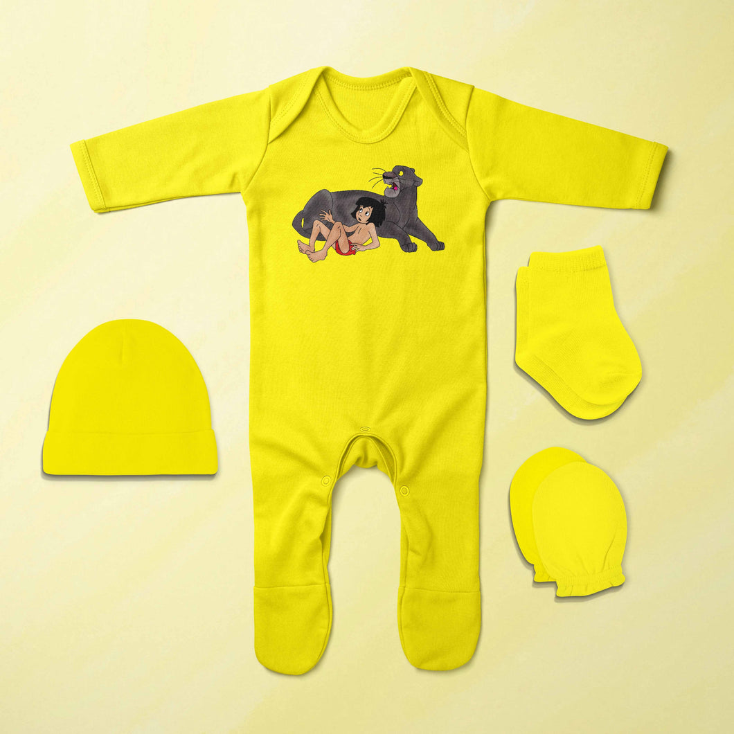 Famous Cartoon Jumpsuit with Cap, Mittens and Booties Romper Set for Baby Boy - KidsFashionVilla