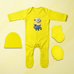 Very Happy Cartoon Jumpsuit with Cap, Mittens and Booties Romper Set for Baby Boy - KidsFashionVilla