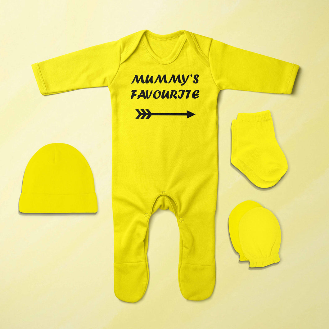 Mummy favourite Jumpsuit with Cap, Mittens and Booties Romper Set for Baby Boy - KidsFashionVilla