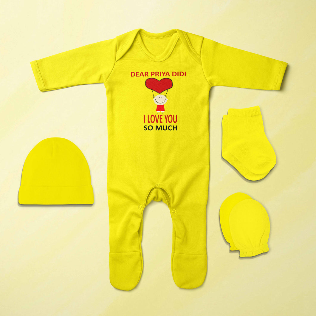 Custom Name I love My Didi So Much Jumpsuit with Cap, Mittens and Booties Romper Set for Baby Girl - KidsFashionVilla