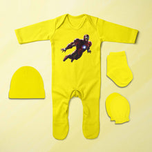 Load image into Gallery viewer, Flying Superhero Cartoon Jumpsuit with Cap, Mittens and Booties Romper Set for Baby Boy - KidsFashionVilla
