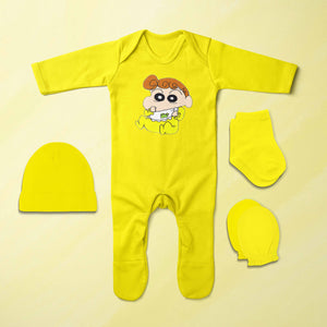 Naughty Cartoon Jumpsuit with Cap, Mittens and Booties Romper Set for Baby Boy - KidsFashionVilla