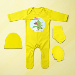 Merry Christmas Jumpsuit with Cap, Mittens and Booties Romper Set for Baby Boy - KidsFashionVilla