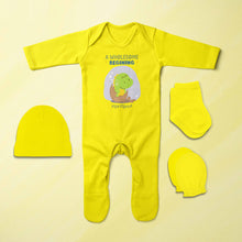 Load image into Gallery viewer, First Food Jumpsuit with Cap, Mittens and Booties Romper Set for Baby Boy - KidsFashionVilla
