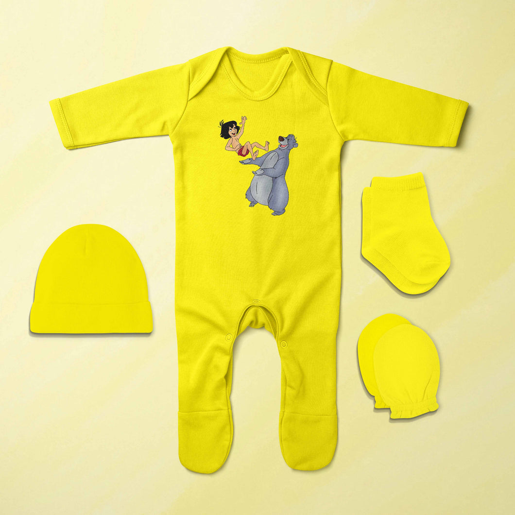 Very Cute Cartoon Jumpsuit with Cap, Mittens and Booties Romper Set for Baby Boy - KidsFashionVilla