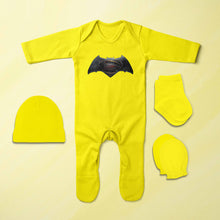 Load image into Gallery viewer, Smart Superhero Cartoon Jumpsuit with Cap, Mittens and Booties Romper Set for Baby Boy - KidsFashionVilla
