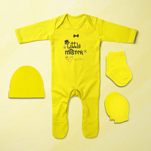 Little Mister New Year Jumpsuit with Cap, Mittens and Booties Romper Set for Baby Boy - KidsFashionVilla