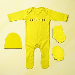 Satisfied Minimal Jumpsuit with Cap, Mittens and Booties Romper Set for Baby Boy - KidsFashionVilla