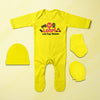 First Lohri With Papa Mumma Lohri Jumpsuit with Cap, Mittens and Booties Romper Set for Baby Boy - KidsFashionVilla