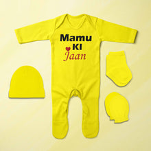 Load image into Gallery viewer, Mamu Ki Jaan Jumpsuit with Cap, Mittens and Booties Romper Set for Baby Boy - KidsFashionVilla
