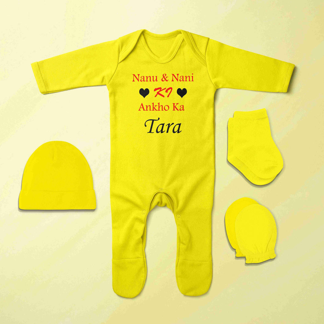 Nanu Nani Ki Ankho Ka Tara Jumpsuit with Cap, Mittens and Booties Romper Set for Baby Boy - KidsFashionVilla