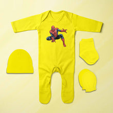 Load image into Gallery viewer, Flying Superhero Cartoon Jumpsuit with Cap, Mittens and Booties Romper Set for Baby Boy - KidsFashionVilla
