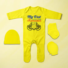 Load image into Gallery viewer, My First Ramadan Jumpsuit with Cap, Mittens and Booties Romper Set for Baby Boy - KidsFashionVilla
