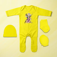 Load image into Gallery viewer, Beautiful Friends Cartoon Jumpsuit with Cap, Mittens and Booties Romper Set for Baby Girl - KidsFashionVilla
