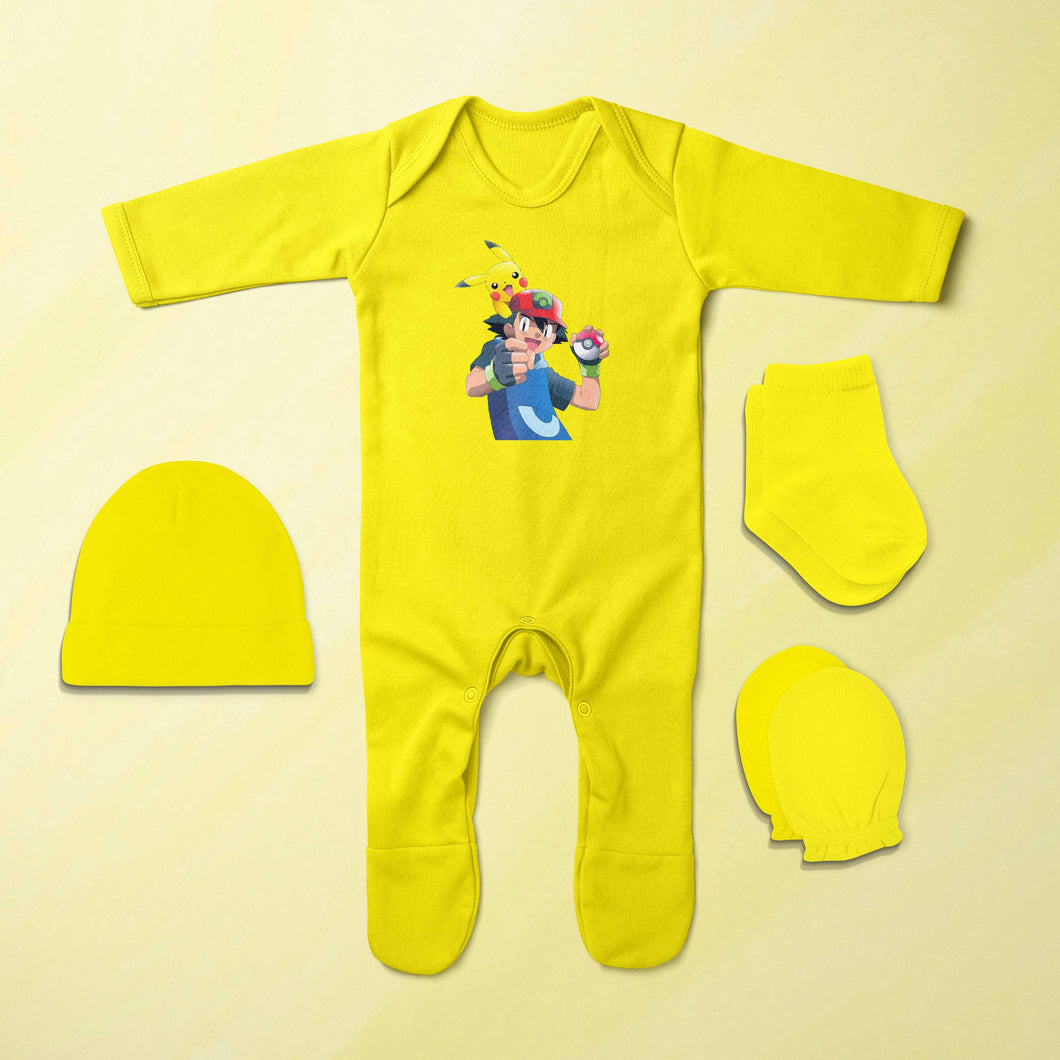 Famous Cartoon Jumpsuit with Cap, Mittens and Booties Romper Set for Baby Boy - KidsFashionVilla