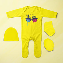 Load image into Gallery viewer, The Holi Crew Holi Jumpsuit with Cap, Mittens and Booties Romper Set for Baby Boy - KidsFashionVilla

