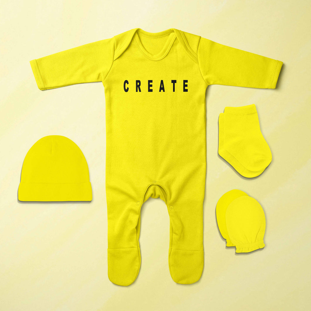 Create Minimal Jumpsuit with Cap, Mittens and Booties Romper Set for Baby Boy - KidsFashionVilla