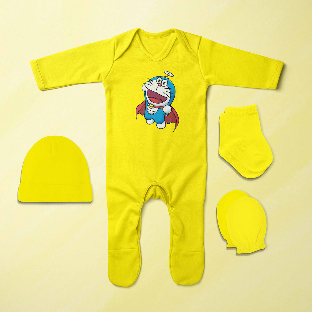 Famous Cartoon Jumpsuit with Cap, Mittens and Booties Romper Set for Baby Boy - KidsFashionVilla