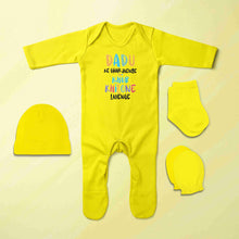 Load image into Gallery viewer, Dadu Ke Ghr Jayenge Jumpsuit with Cap, Mittens and Booties Romper Set for Baby Boy - KidsFashionVilla
