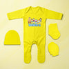 Friends Cartoon Jumpsuit with Cap, Mittens and Booties Romper Set for Baby Boy - KidsFashionVilla