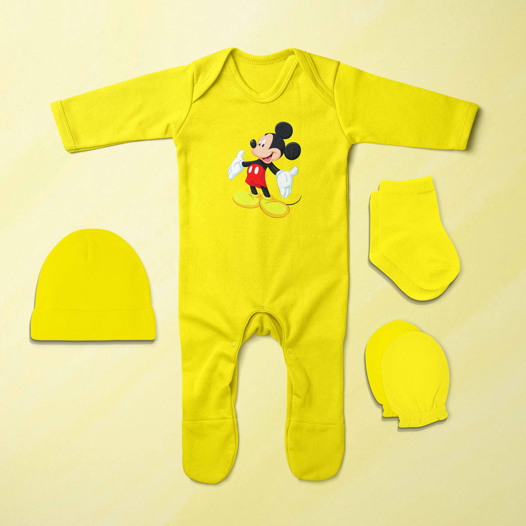 Famous Cartoon Jumpsuit with Cap, Mittens and Booties Romper Set for Baby Boy - KidsFashionVilla