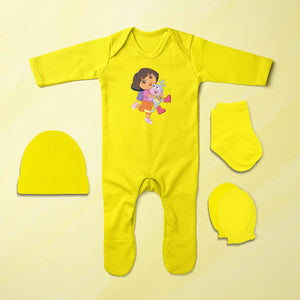 Cute Cartoon Jumpsuit with Cap, Mittens and Booties Romper Set for Baby Boy - KidsFashionVilla