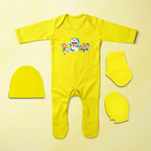 Load image into Gallery viewer, Friends Cartoon Jumpsuit with Cap, Mittens and Booties Romper Set for Baby Boy - KidsFashionVilla
