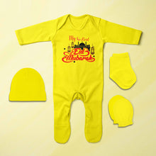 Load image into Gallery viewer, My First Eid Jumpsuit with Cap, Mittens and Booties Romper Set for Baby Boy - KidsFashionVilla
