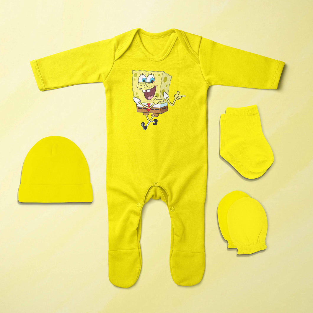 Super Funny Cartoon Jumpsuit with Cap, Mittens and Booties Romper Set for Baby Boy - KidsFashionVilla