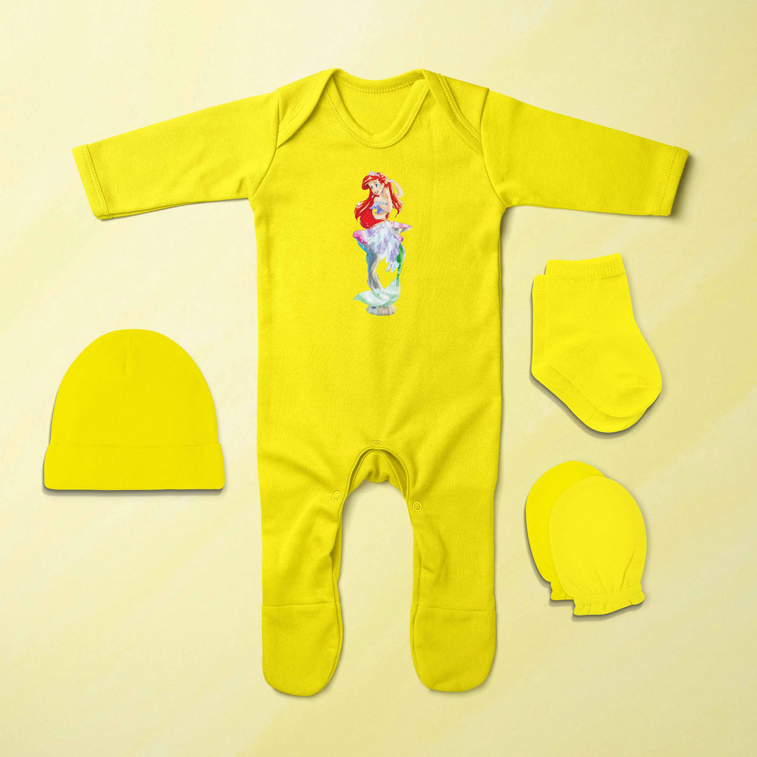 Beautiful Princess Cartoon Jumpsuit with Cap, Mittens and Booties Romper Set for Baby Boy - KidsFashionVilla