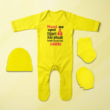 Load image into Gallery viewer, Nani Ki Tijori Lohri Jumpsuit with Cap, Mittens and Booties Romper Set for Baby Boy - KidsFashionVilla
