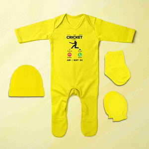 Cricket Is Calling Cricket Quotes Jumpsuit with Cap, Mittens and Booties Romper Set for Baby Boy - KidsFashionVilla