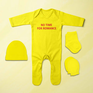No Time For Romance Minimal Jumpsuit with Cap, Mittens and Booties Romper Set for Baby Boy - KidsFashionVilla