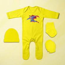 Load image into Gallery viewer, Smart Flying Superhero Cartoon Jumpsuit with Cap, Mittens and Booties Romper Set for Baby Boy - KidsFashionVilla
