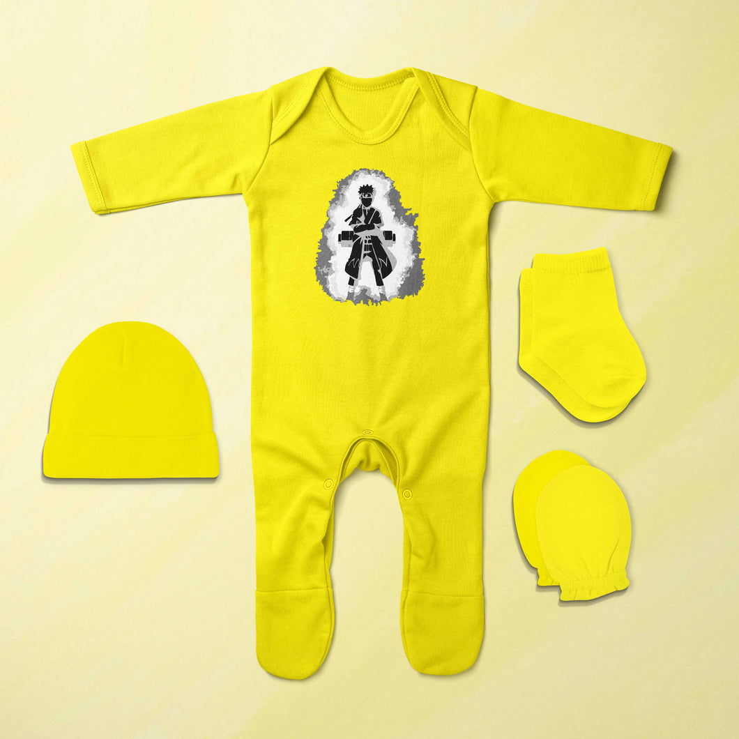 Naruto Web Series Jumpsuit with Cap, Mittens and Booties Romper Set for Baby Boy - KidsFashionVilla