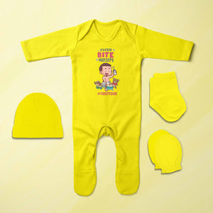 Every Bite Baby Jumpsuit with Cap, Mittens and Booties Romper Set for Baby Boy - KidsFashionVilla