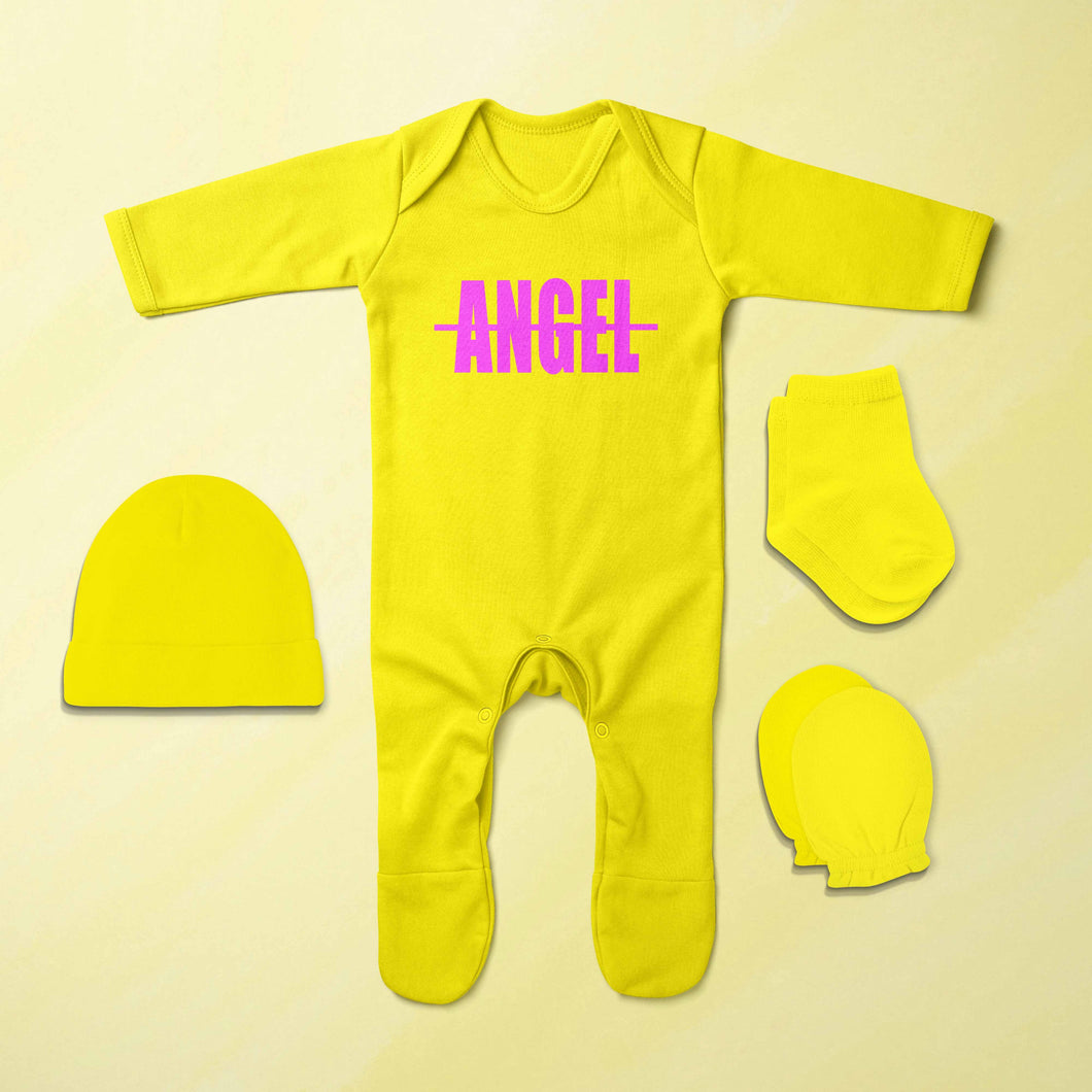 Angel Minimal Jumpsuit with Cap, Mittens and Booties Romper Set for Baby Boy - KidsFashionVilla