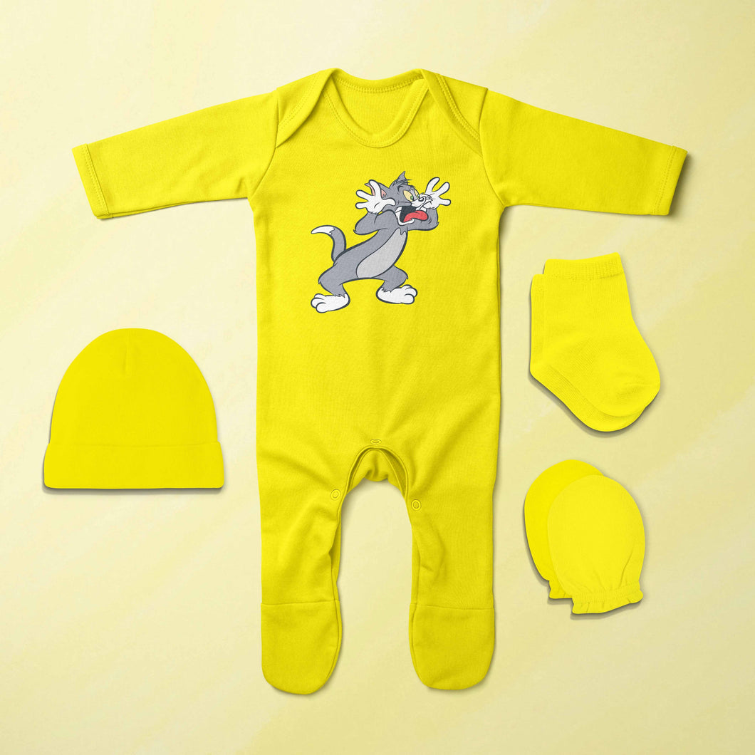 Funny Cartoon Jumpsuit with Cap, Mittens and Booties Romper Set for Baby Boy - KidsFashionVilla