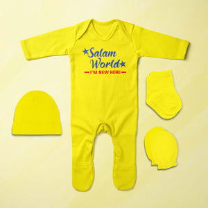 Salam World Eid Jumpsuit with Cap, Mittens and Booties Romper Set for Baby Boy - KidsFashionVilla