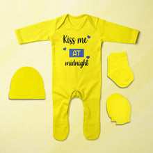 Load image into Gallery viewer, Kiss Me At Midnight Christmas Jumpsuit with Cap, Mittens and Booties Romper Set for Baby Boy - KidsFashionVilla
