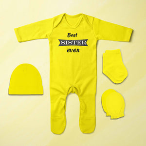 Best Sister Ever Jumpsuit with Cap, Mittens and Booties Romper Set for Baby Boy - KidsFashionVilla