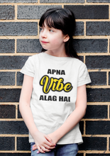 Load image into Gallery viewer, Apna Vibe Alag Hai Half Sleeves T-Shirt For Girls -KidsFashionVilla
